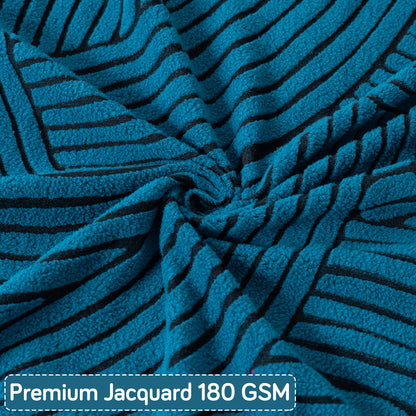 'WaveLine Series' Jacquard Cushion Cover Set of 2, Teal Green
