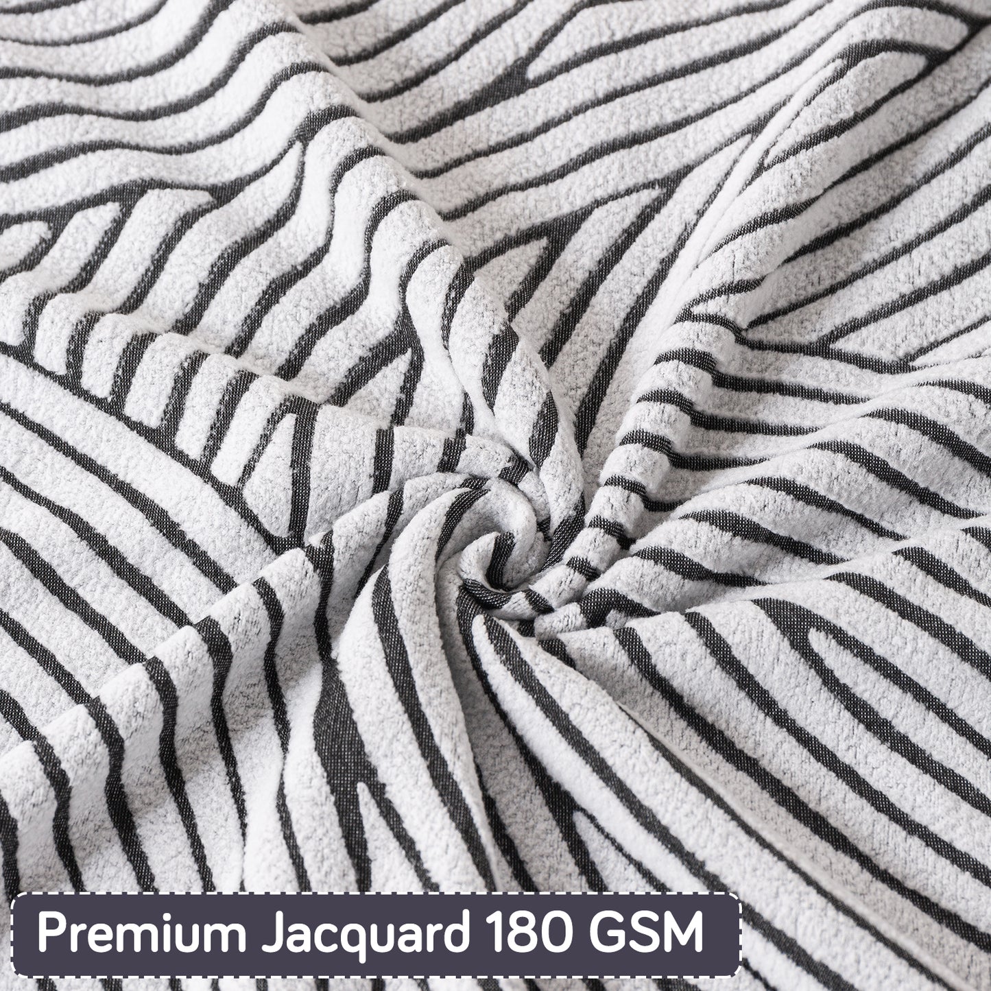 'WaveLine Series' Jacquard Cushion Cover Set of 2, Classic White
