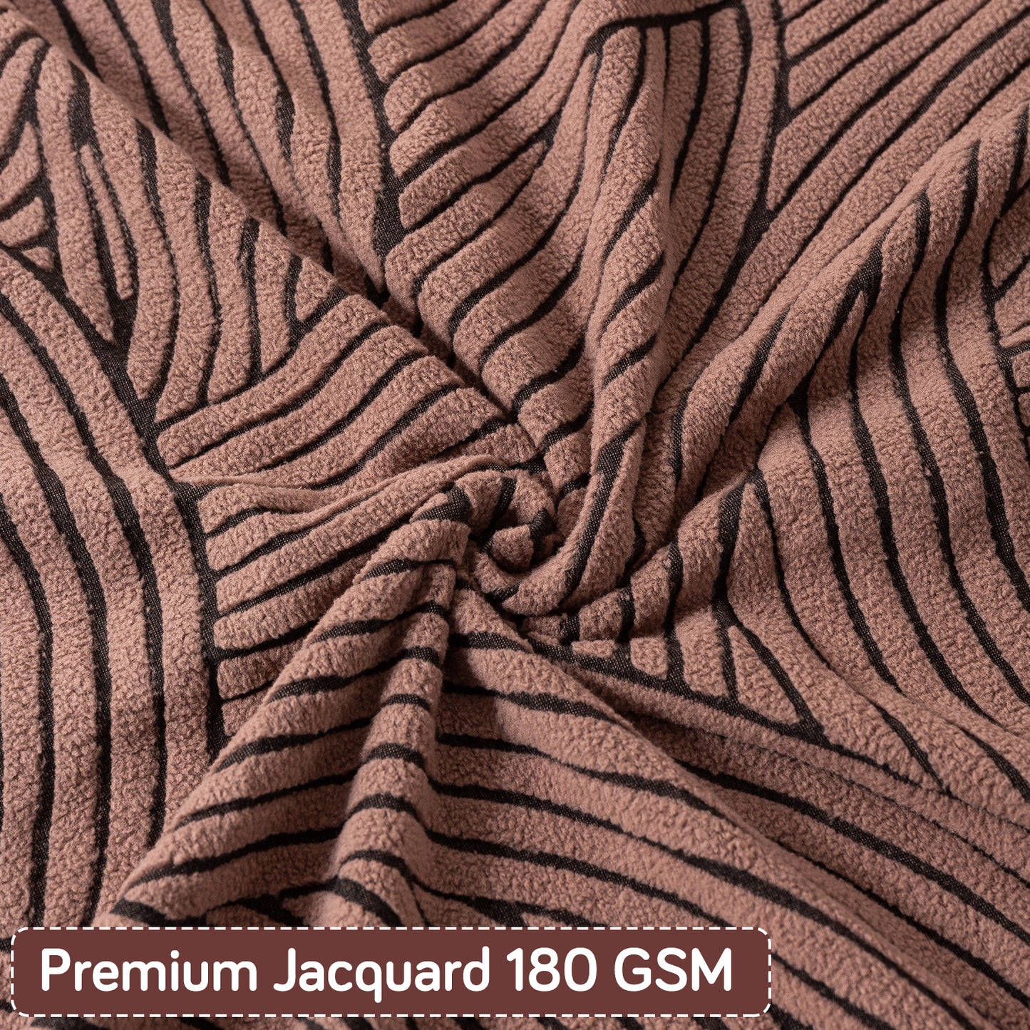 'WaveLine Series' Jacquard Cushion Cover Set of 2, Rust Brown