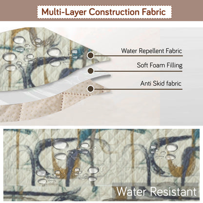 Elira Series Quilted One-Piece L Shape Sofa Cover Mat with Left and Right Chaise, Parchement Beige Abstract Art