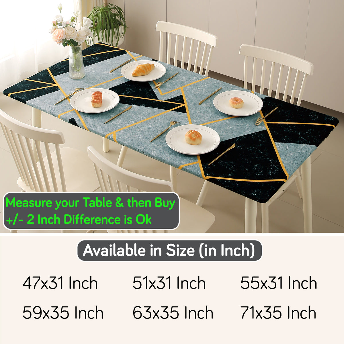 Buy Multicolor Abstract Geometry Printed Dining Tables Cover 4 & 6 Seaters with Multiple Sizes for Dining tables