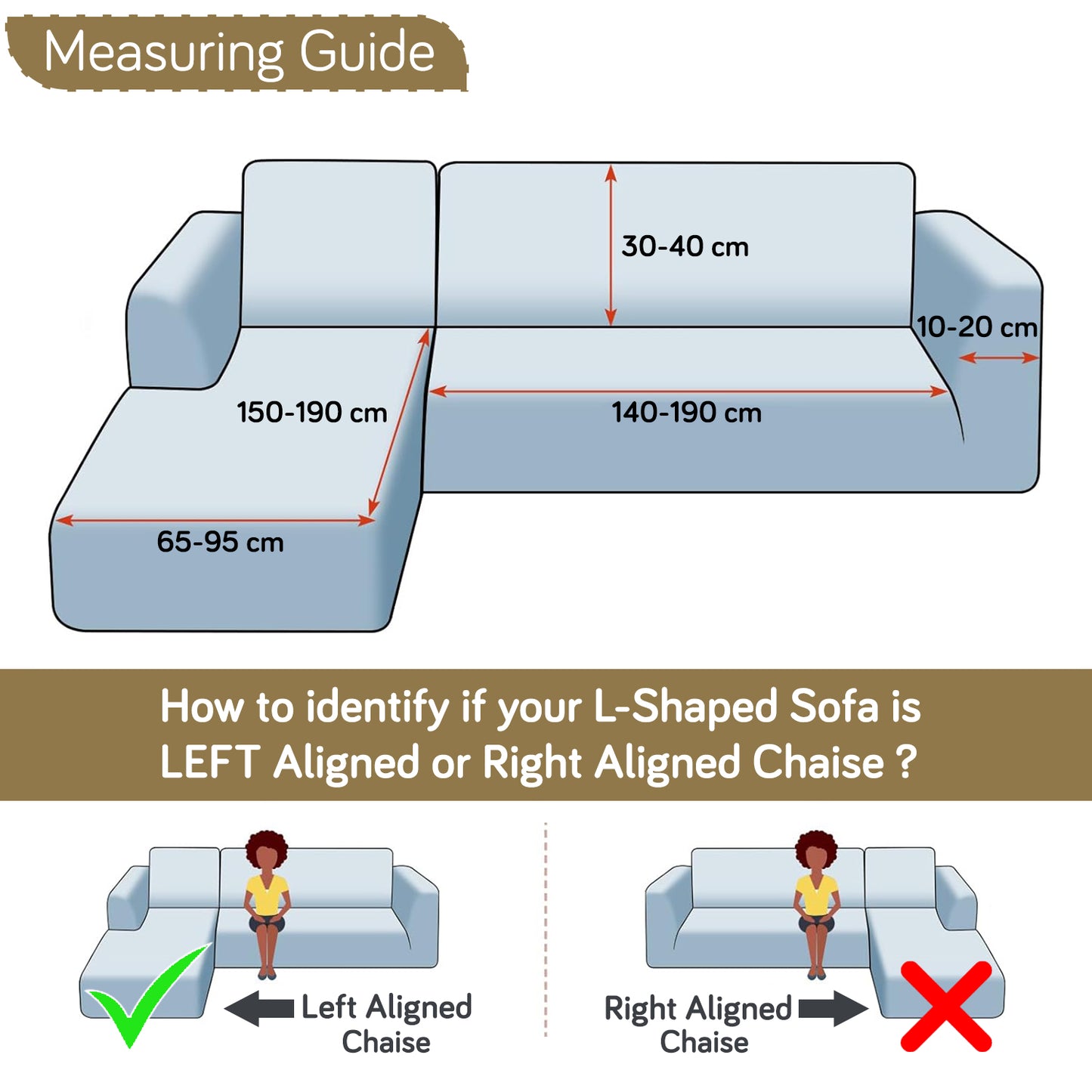 Aria Nova 280 GSM Bubble 2-Piece Stretchable L Shape Sofa Cover with Left Chaise, Beige
