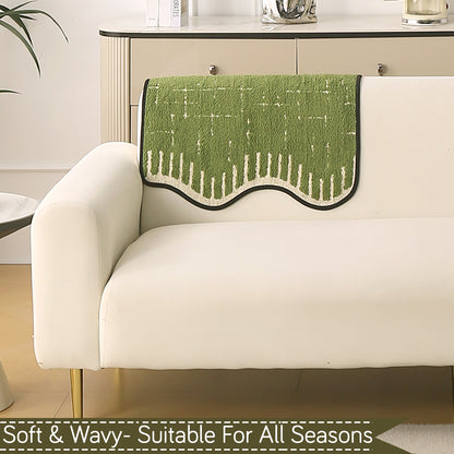 Premium Supple Soft Wavy with Curve Sofa Cover Mat, Green