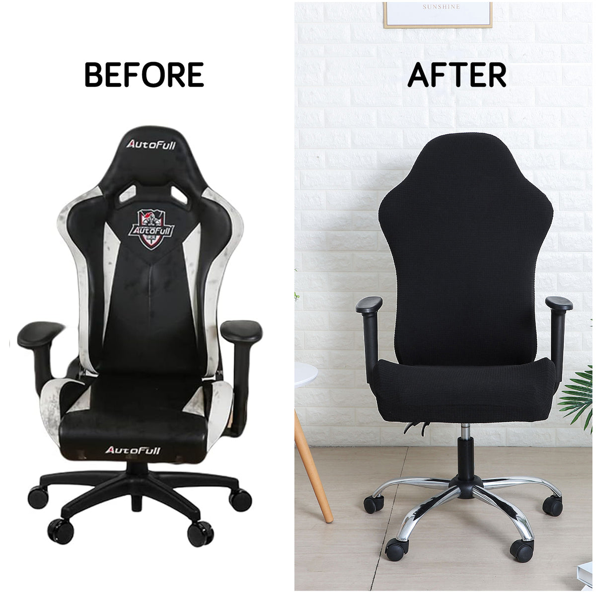 Gaming Chair Cover Stretchable Elastic Jacquard Computer Rotating Chair Seat Covers Slipcover, Black