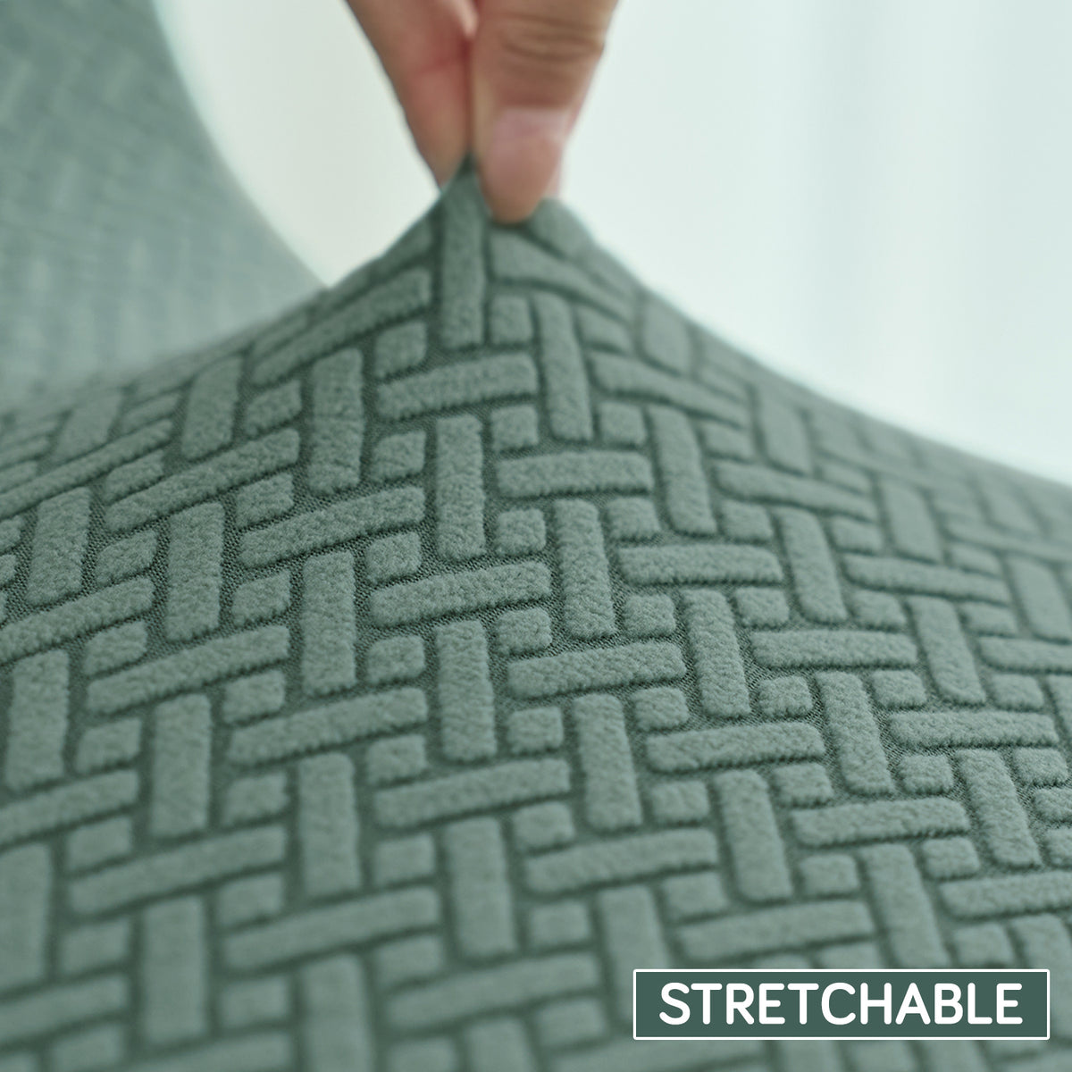Premium Jacquard Stretchable Tub Chair Cover Slipcover, Continental Green