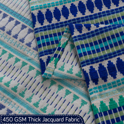Artisan Boho Series 5-Seater Sofa Cover with Tassels (3+1+1), Royal Blue