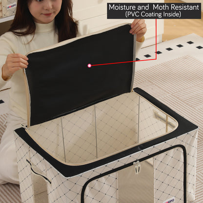 Folding Cloth Storage Box and Organizer for Wardrobe - Ivory Noir