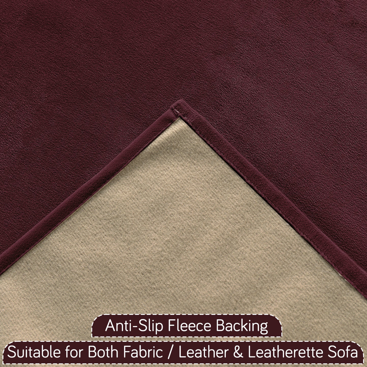 Holland Velvet 5-Seater Sofa Cover (3+1+1), TasselTone Series | Wine Red