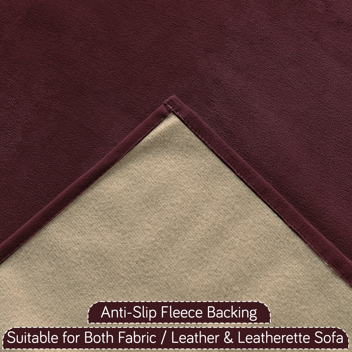 Holland Velvet 5-Seater Sofa Cover (3+1+1), TasselTone Series | Wine Red