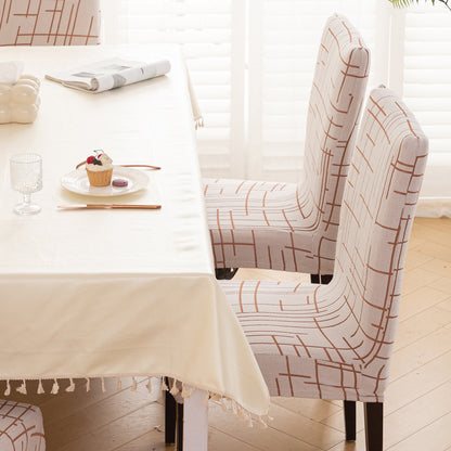 Crossline Series 180 GSM Jacquard Chair Cover Set 1/2/4/6, Rust Brown