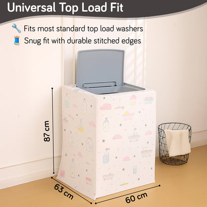 Waterproof Front Load / Top Load Washing Machine Cover | PEVA Dustproof Protective Cover for 6kg, 6.5kg, 7kg & 7.5kg Fully Automatic Machines, Whimsical Bottles