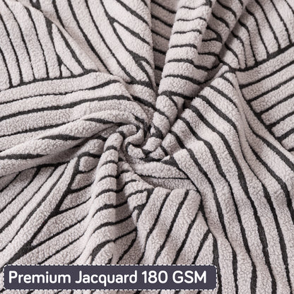 'WaveLine Series' Jacquard Cushion Cover Set of 2, Ash Grey