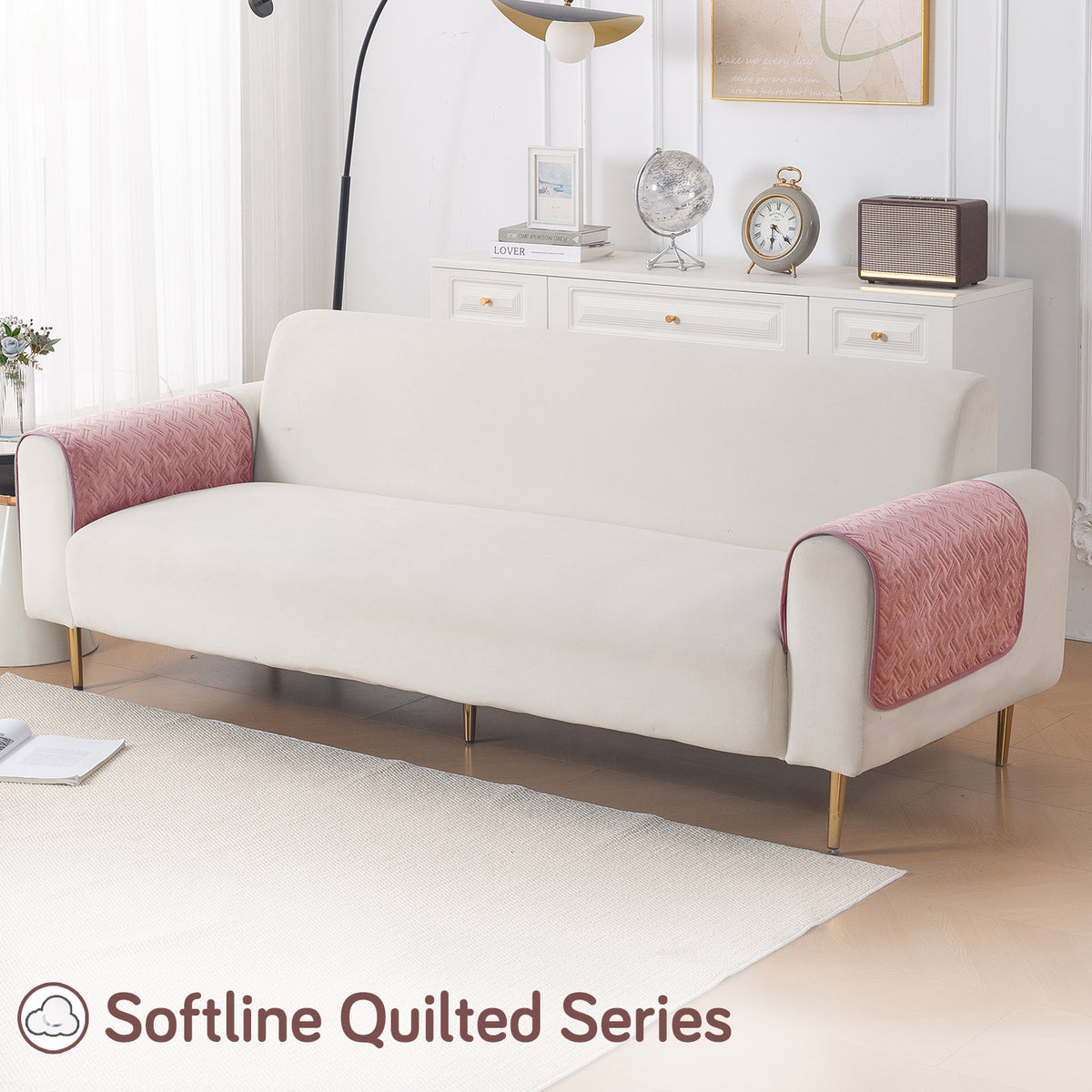 Softline Quilted Sofa Cover Mat, Dusty Rose Pink