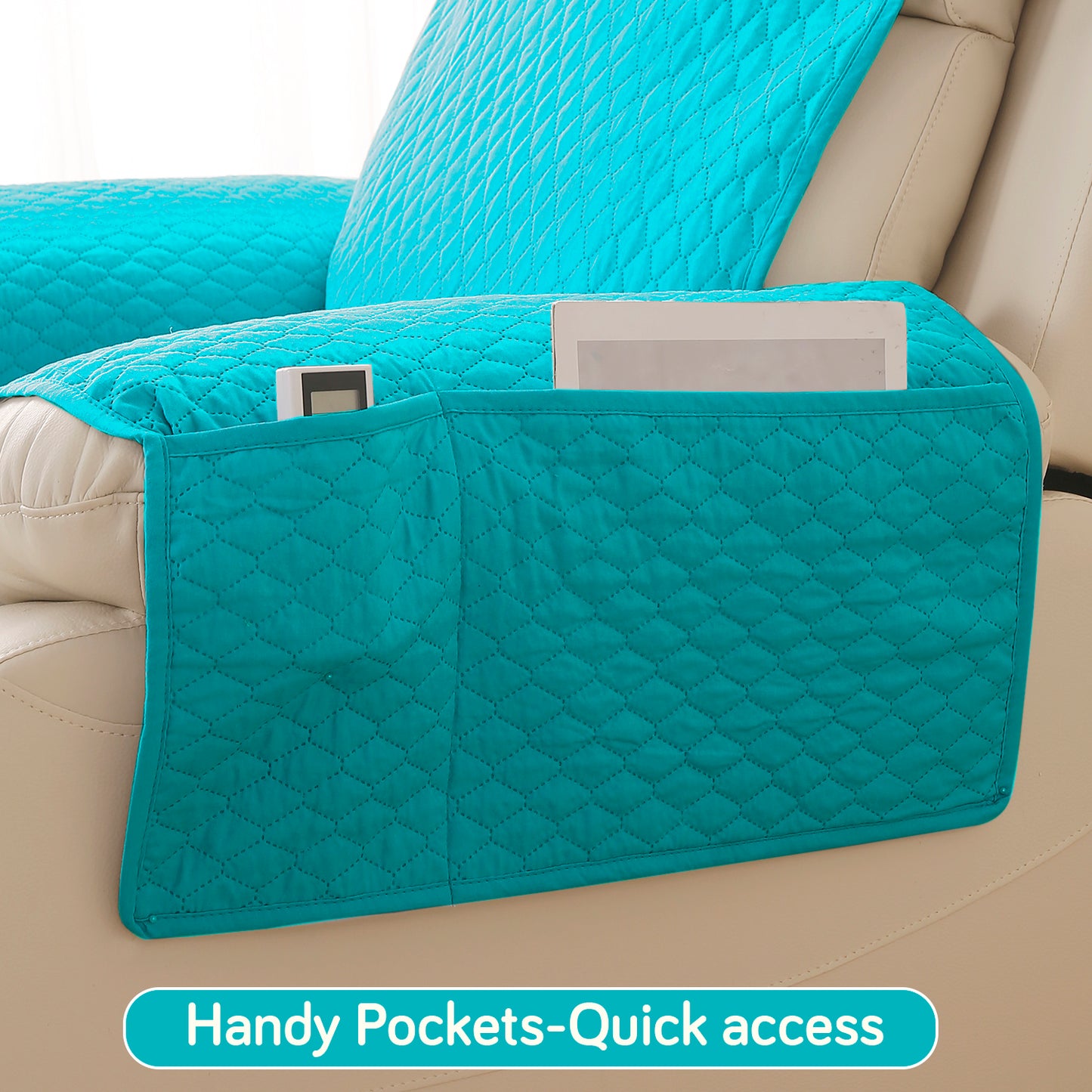 Quilted Recliner Mats for 1 Seater Recliner Sofa, Teal