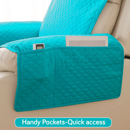 Quilted Recliner Mats for 1 Seater Recliner Sofa, Teal