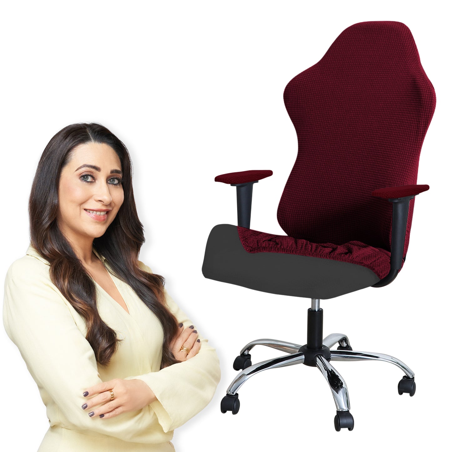 Stretchable Jacquard Elastic Gaming Chair Cover, Burgundy