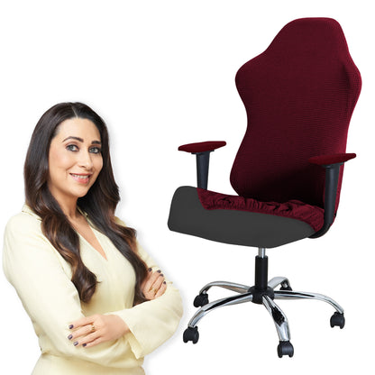 Stretchable Jacquard Elastic Gaming Chair Cover, Burgundy