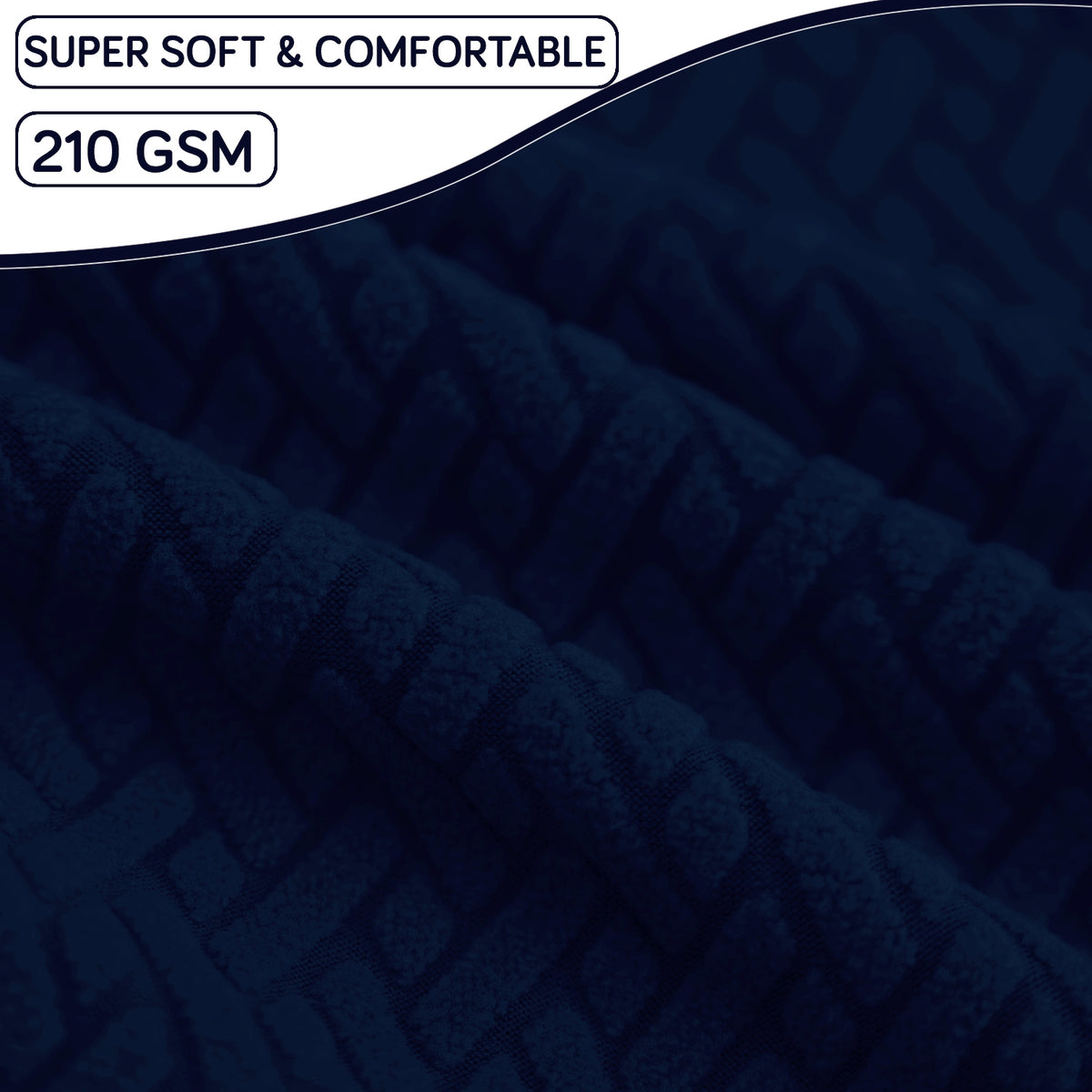 Premium Jacquard Fully Covered Cover for Mid Century Modern Dining Chair, Navy Blue