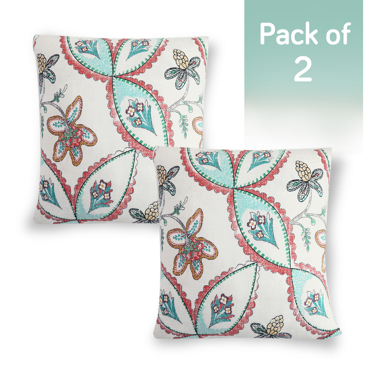 Buy Beige Persian Garden Printed Zippered Square Velvet cushion covers in set of 2