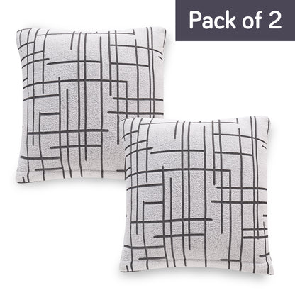'Crossline Series' Jacquard Cushion Cover Set of 2, Dark Grey