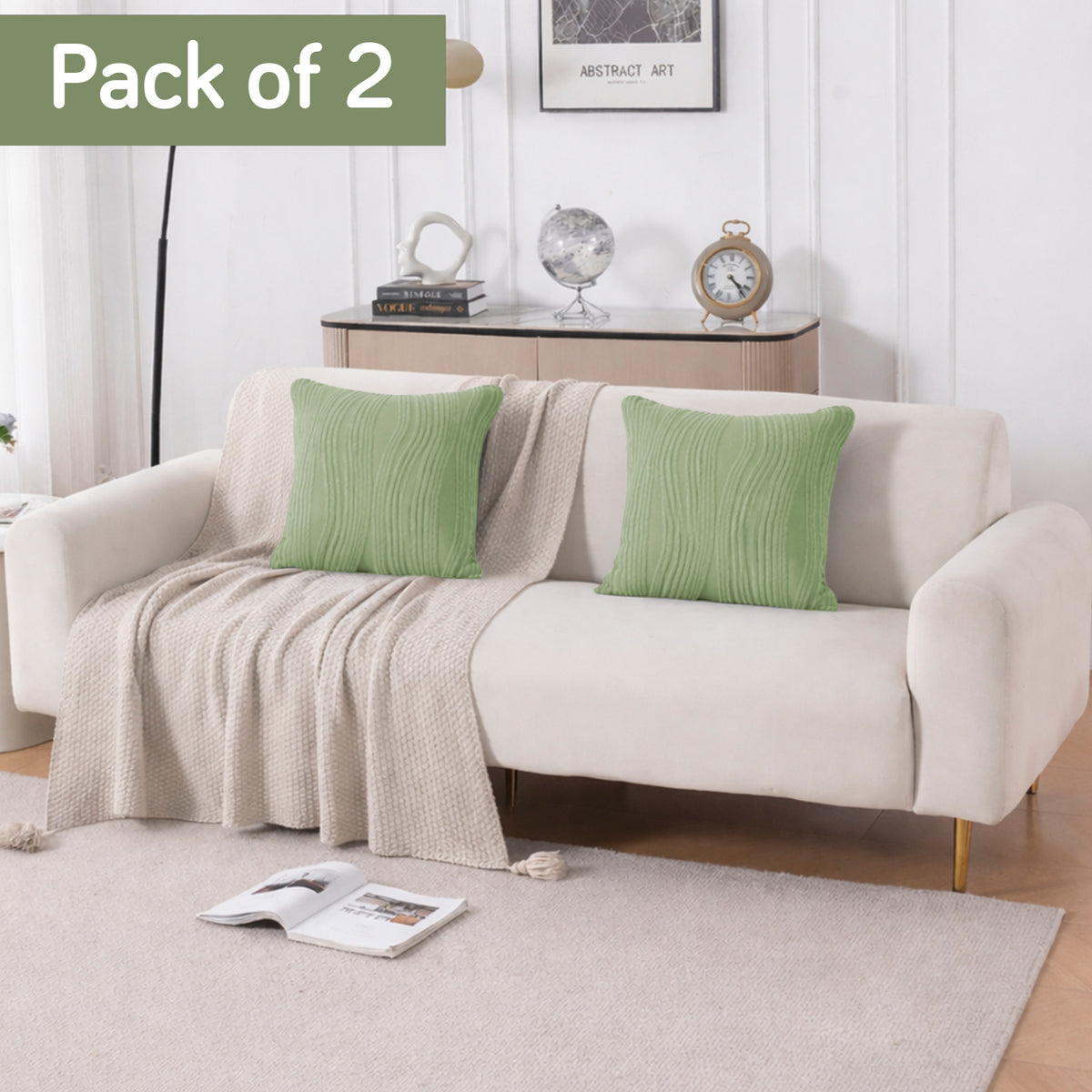 Nestiva Series Premium Knitting Jacquard Sofa Cushion Cover - Pastel Green
