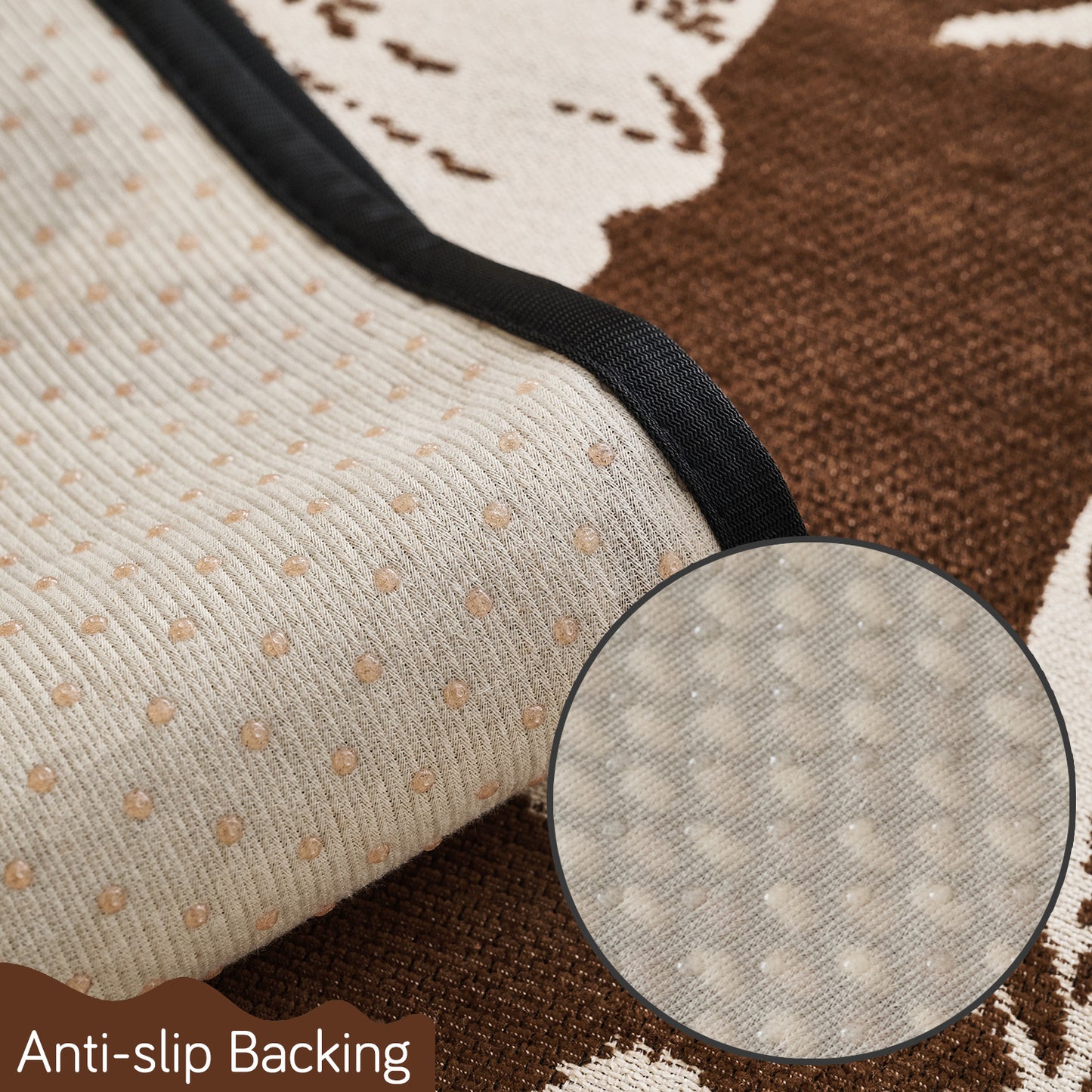 Chenille Sofa Cover Mat with Curvy Edges, 'Retro Curves Series' Sofa Mat, Walnut Brown