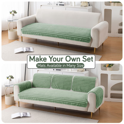 Faux Rabbit Fur Plush Anti-Slip Sofa Mat |Snuggle Fur Sage Green