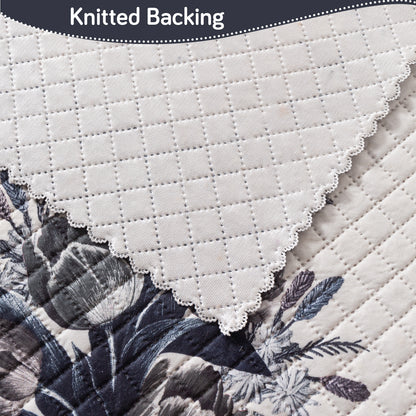 LoomVerse Quilted Sofa Cover Set Washable Sofa Panel for Seat & Back - Midnight Bloom