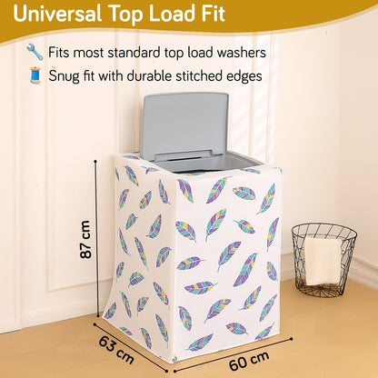 Waterproof Front Load / Top Load Washing Machine Cover | PEVA Dustproof Protective Cover for 6kg, 6.5kg, 7kg & 7.5kg Fully Automatic Machines, Boho Feathers