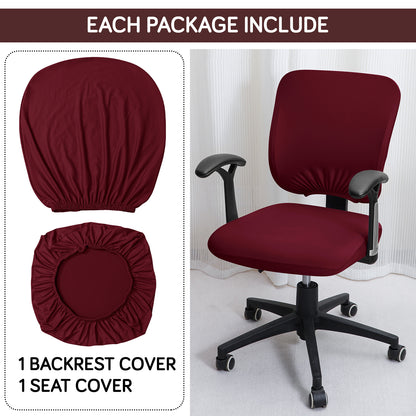 2 piece Burgundy Stretchable regular office chair seat covers