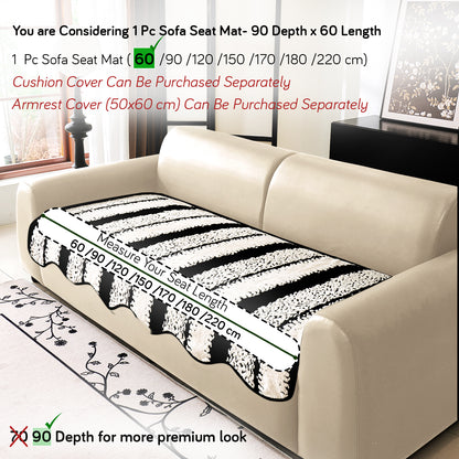 Luxury Wavy Plush Anti-Slip Sofa Cover Mats - Black