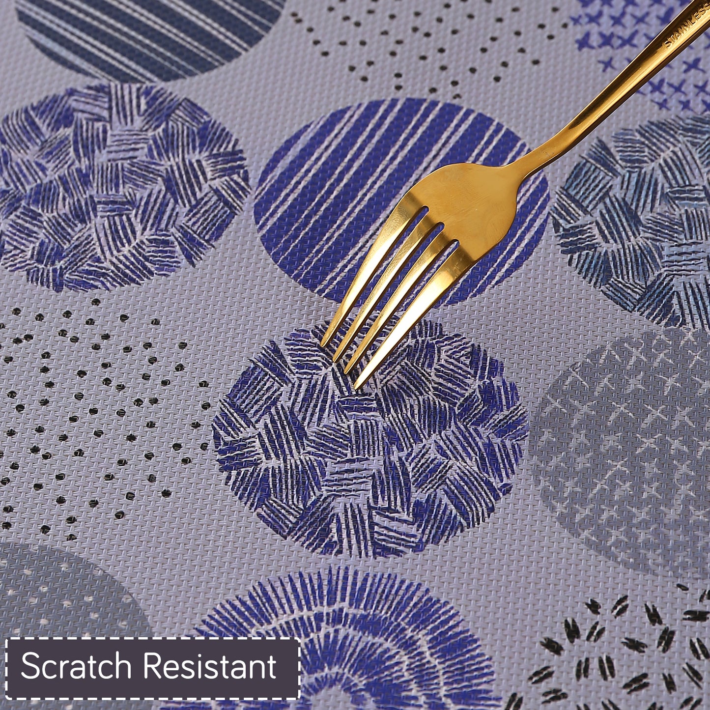Color Splash PVC Mats for Dining Table, Abstract Disc - Lavender Blue