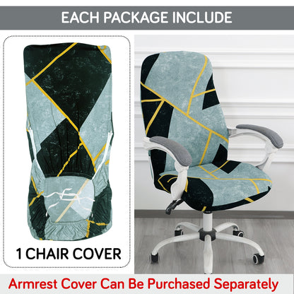 Printed Office Chair Cover for Desk Chair (Mid-Back) – 140 GSM Stretch Fabric – Washable & Anti-Slip – Fits Mid-Back Office Chairs, Multicolor Abstract Geometry - Medium