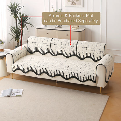Premium Supple Soft Wavy with Curve Sofa Cover Mat, Off-White