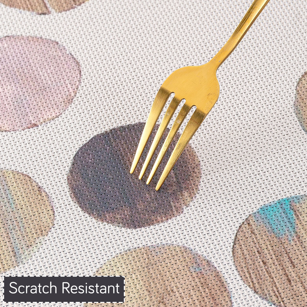 Color Splash PVC Mats for Dining Table, Watercolor Circles - Soft Beige