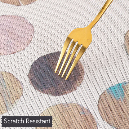 Color Splash PVC Mats for Dining Table, Watercolor Circles - Soft Beige