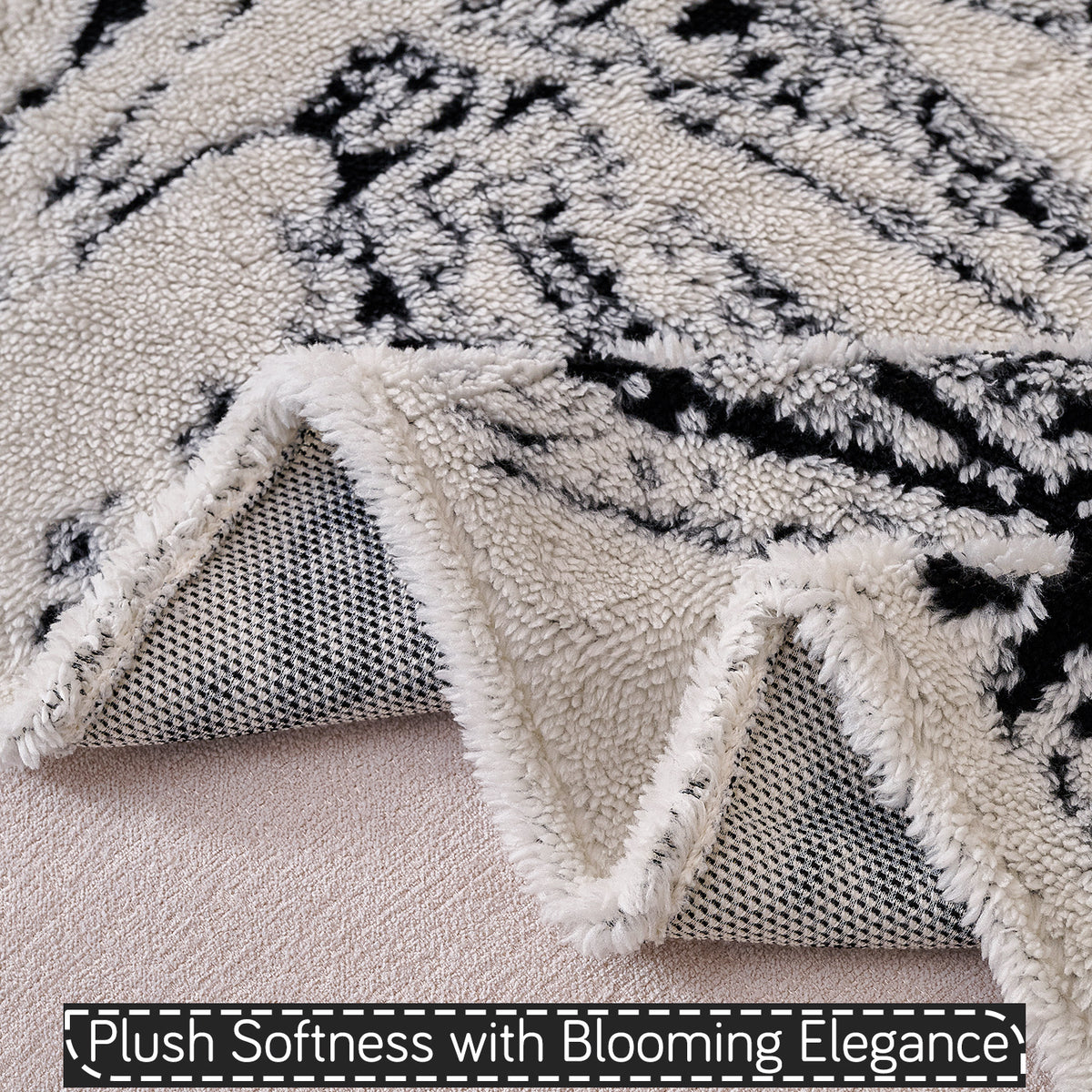 'DaisyBloom Series' Luxury Plush Sofa Cover Throw, Midnight Black