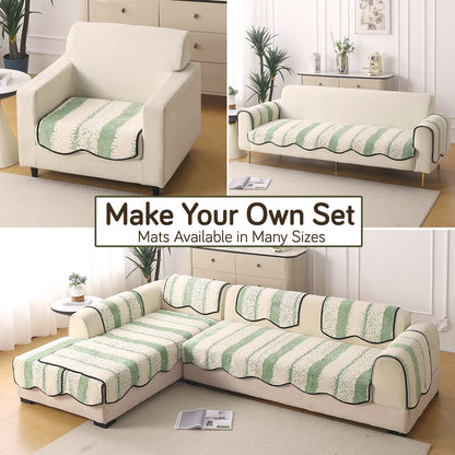 Luxury Wavy Plush Anti-Slip Sofa Cover Mats - Pistachio Green
