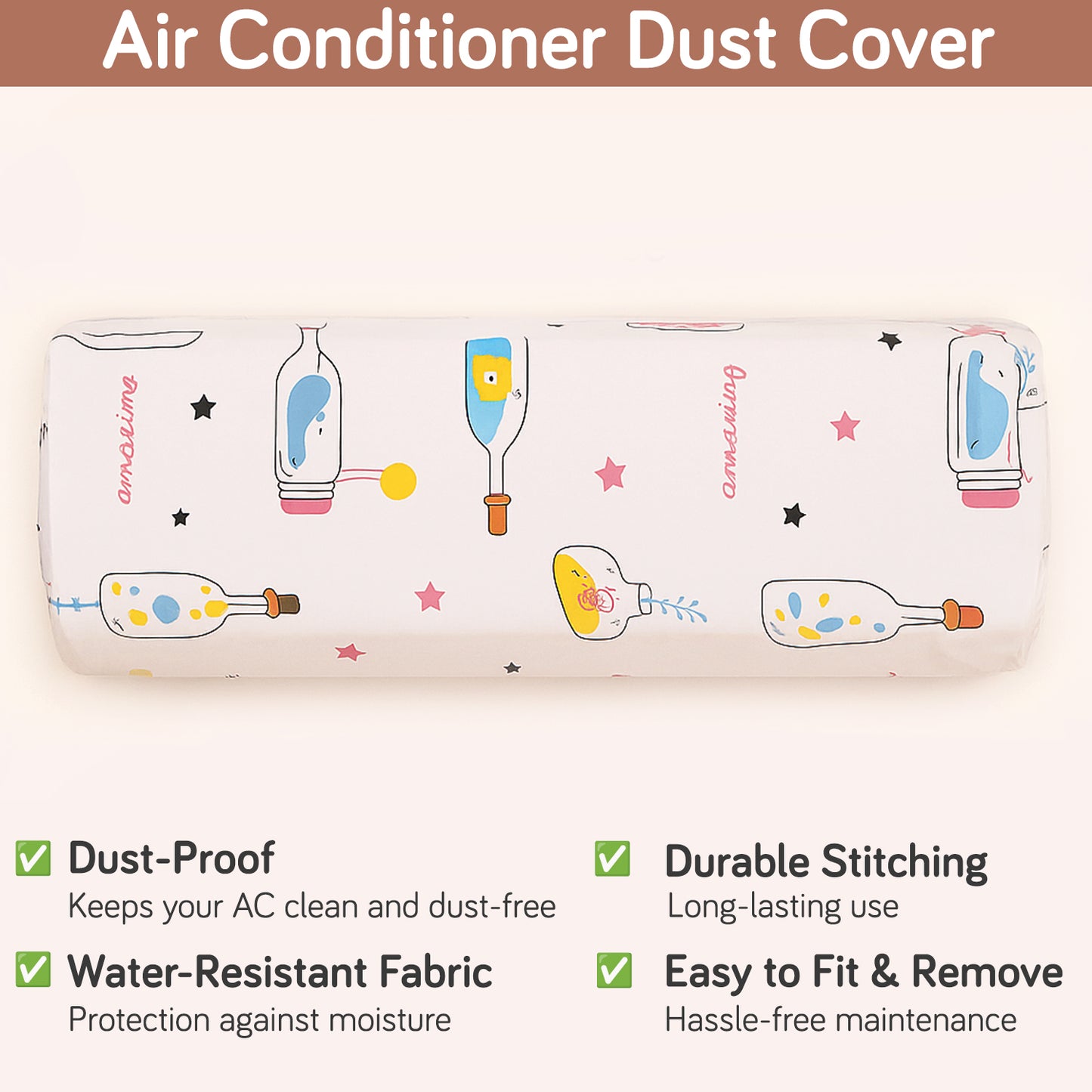 Dustproof, Waterproof & Washable Indoor AC Cover - Whimsical Bottles