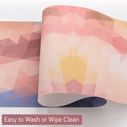 Color Splash PVC Mats for Dining Table, Abstract Polygon - Rose Mauve