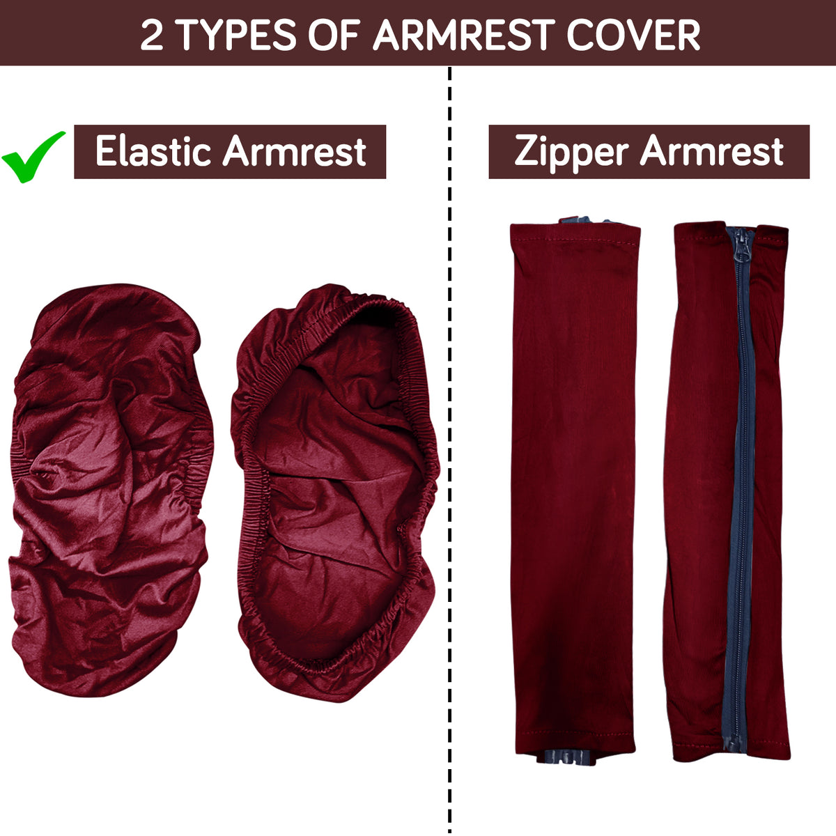 140gsm Armrest Covers for Office Chair (Elastic Style), 1 Pair, Burgundy