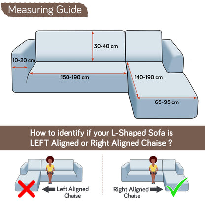 Aria Nova Bubble 2-Piece Stretchable L Shape Sofa Cover with Right Chaise, Mocha Brown
