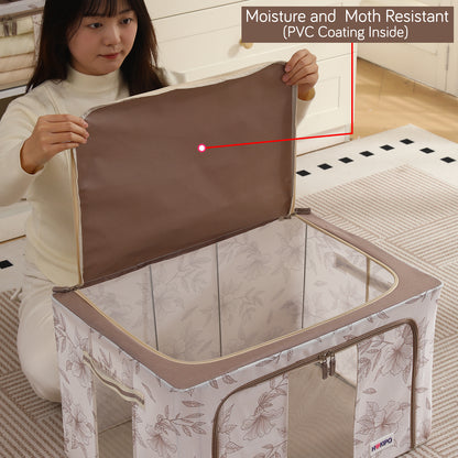 Foldable Cloth Storage Organizer for Wardrobe, Latte Floral