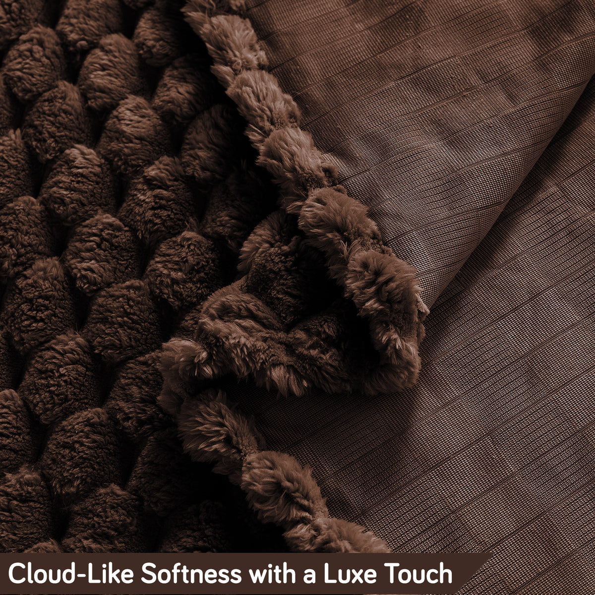 'BunnySoft Series' Plush Sofa Cover Throw for Sofa Seat & Back, Dark Chocolate