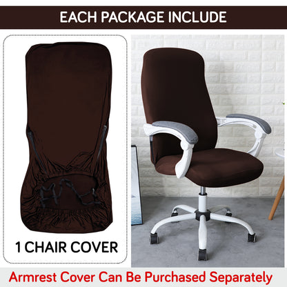Office Chair Cover for Desk Chair (Mid-Back) – 140 GSM Stretch Fabric – Washable, Durable & Anti-Slip – Fits Mid-Back Office Chairs, Brown