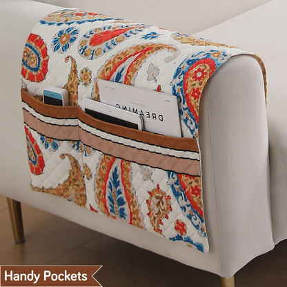 LiefNest Holland Velvet Sofa Cover Mat with Foam Filling - Paisley Multicolor