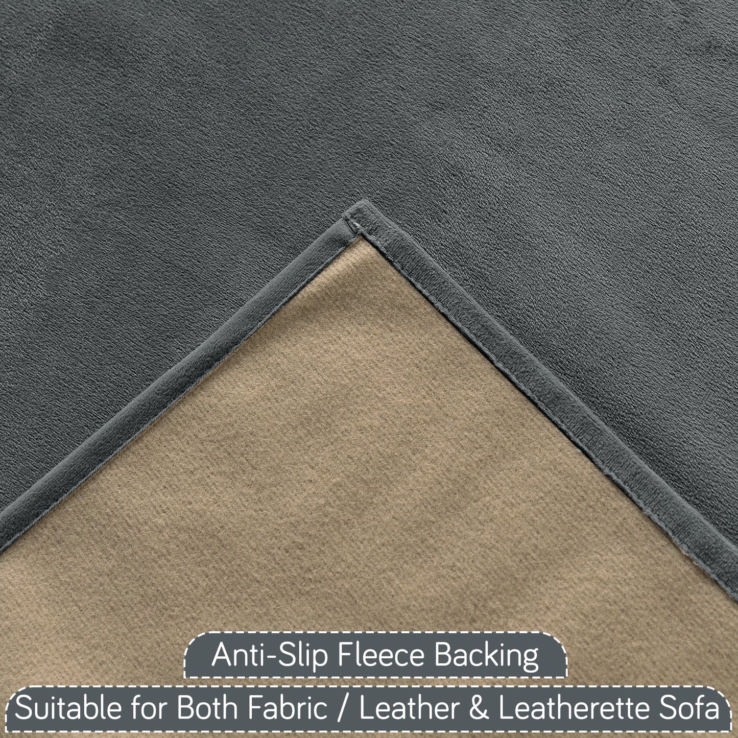 Holland Velvet 5-Seater Sofa Cover (3+1+1), TasselTone Series | Graphite Grey