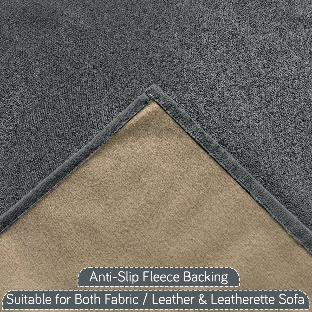 Holland Velvet 5-Seater Sofa Cover (3+1+1), TasselTone Series | Graphite Grey