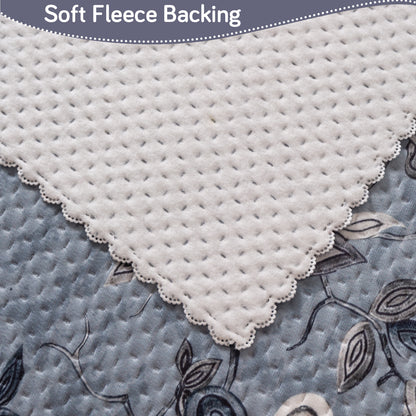 HeavenHue Fleece Soft Touch Quilted Sofa Cover Set Washable Sofa Panel for Seat & Back - Frosted Petals