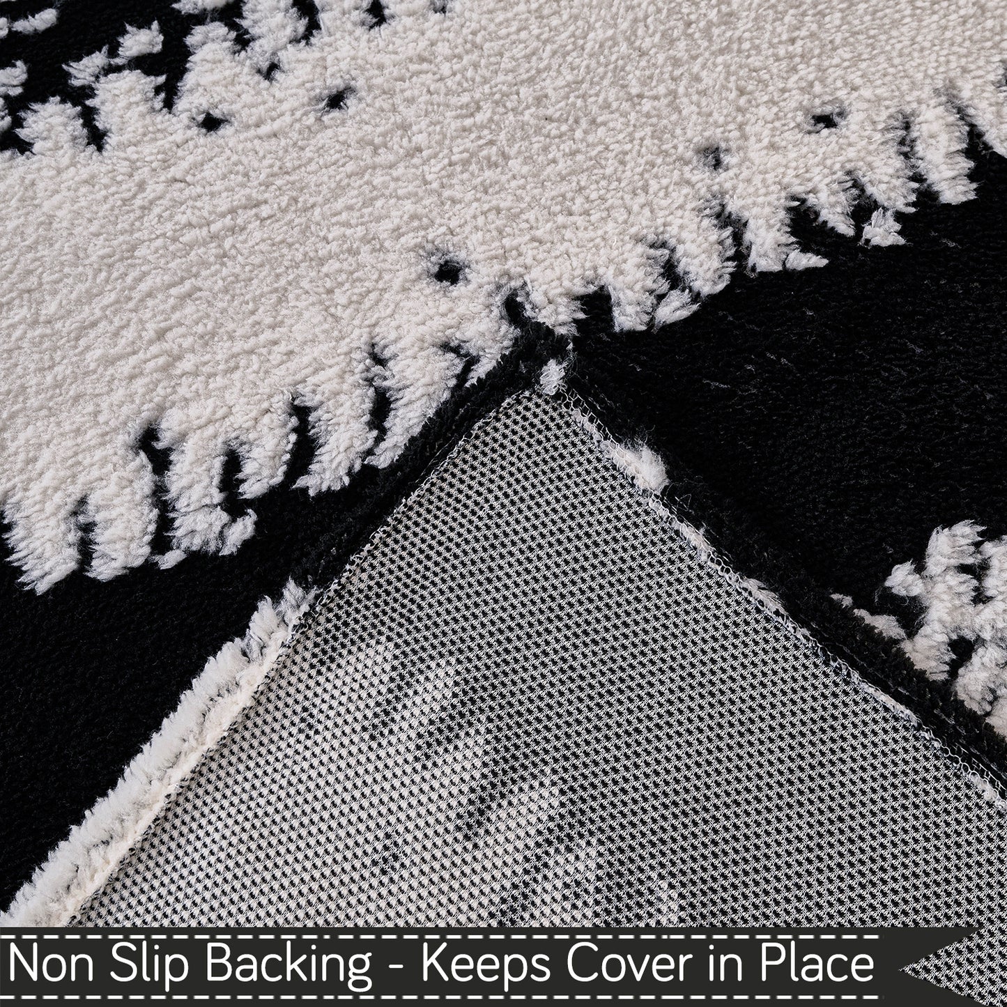 Plush Sofa Cover Throw for Complete Sofa 'Luxury Wavy Plush', Black